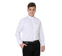 IvyRobes Camicia Prete a Maniche Lunghe da Uomo Clergyman con Colletto Sacerdote per Unisex Bianco