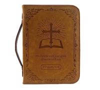 IvyRobes Vintage Cover per Bibbia da Uomo,Marrone Custodia per Bibbia con Maniglia e Cerniera,Borsa Della Bibbia Valigetta Taglia Larga