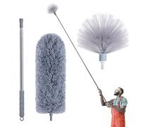 IVYROLL Spolverino per ragnatele con asta telescopica, 254 cm, kit spazzola per ragnatele e per la pulizia del soffitto, in microfibra con testina lavabile per ventilatori a soffitto, mobili e casa