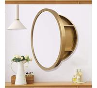 IvyTantor HängeschränkeArmadietto da Parete Mobiletto portamedicinali Rotondo Marrone sospeso con Specchio - Mobiletto da Bagno Moderno da Parete per Soggiorno, Cucina, Camera da Letto.