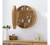 IvyTantor HängeschränkeArmadietto da Parete Mobiletto portamedicinali Rotondo Marrone sospeso con Specchio - Mobiletto da Bagno Moderno da Parete per Soggiorno, Cucina, Camera da Letto.