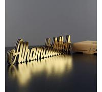 Bismillah, Alhamdulillah, Mashallah decorazioni in legno autoportanti con finitura acrilica lucida (alhamdulillah, oro)