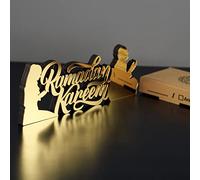 iwa concept | Decorazioni da tavolo islamiche in legno acrilico | Decorazione Ramadan Kareem e Eid Mubarak | Regali musulmani islamici | Decorazione Ramadan Eid | (Ramadan Kareem-2, oro)