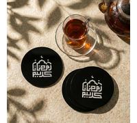 Iwa Concept Sottobicchieri a cupola islamica Kufi, sottobicchieri Ramadan Kareem in acrilico nero, eleganti decorazioni da tavolo con silhouette a cupola, confezione da 12, decorazioni rotonde arabe