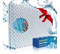 Iwacool Cuscino ultra sottile in memory foam per chi dorme addominale piatto con rivestimento in tessuto di bambù, lavabile per dormire