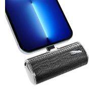 iWALK Mini Power Bank 4500mAh, Ultra Compatta Caricabatterie Portatile con Diamanti Decorativi Compatibile con iPhone 14/14 Plus/14 Pro/14 Pro Max/13/12/11/SE/XR/8/7/6s, Cuoio Nero