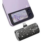 iWALK Mini Power Bank USB C 4500mAh, Ultra Compatta Caricabatterie Portatile con Diamanti Decorativi Compatibile con iPhone 15/15 Plus/15 Pro/15 Pro Max, Samsung Galaxy Z Flip5/4, S24 Ultra, Nero
