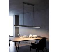 IWANTDO Lampada a sospensione LED dimmerabile con telecomando, luce per sala da pranzo, lampada da tavolo moderna, lampada a sospensione, forma rettangolare, design nero, lampada a sospensione per