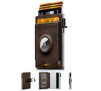 iwantit Portafoglio con tasca frontale da uomo: sottile con clip per soldi staccabile, porta Airtag, finestra d'identità, blocco RFID per carte e contanti, portafoglio pieghevole pop-up per padre