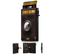 iwantit Portafoglio con tasca frontale da uomo: sottile con clip per soldi staccabile, porta Airtag, finestra d'identità, blocco RFID per carte e contanti, portafoglio pieghevole pop-up per padre