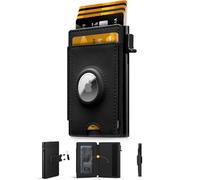 iwantit Portafoglio con tasca frontale da uomo: sottile con clip per soldi staccabile, porta Airtag, finestra d'identità, blocco RFID per carte e contanti, portafoglio pieghevole pop-up per padre