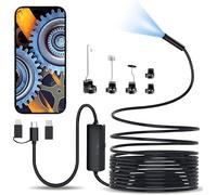iWarmbase Endoscopio Per Ispezione Serpente, 1080P Endoscopio per Smartphone con 8 LED, Sonda Telecamera Impermeabile Semirigido, Funziona con Smartphone Android e iOS,iPhone,iPad 5M D3 Portable