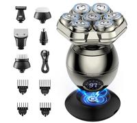 iWarmbase Rasoio Testa Calva,7D Magnetici Rimovibile Zero Assoluto-6 in 1 Capelli uomo 0 mm,Impermeabile IPX7-sotto la doccia con Display LED, Rasa e Taglia Capelli a Zero per testa calva.