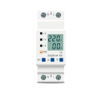 IWEBQSAP Dispositivo di Protezione da sovratensione e sottotensione Regolabile su Guida DIN da 63 A, 80 A, 110 V, 230 V, Protezione da Limite di Corrente con kWh, 1 Pezzo(63A Top Input)