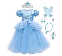IWEMEK - Costume da bambina, Cenerentola, Sofia, Aurora, vestito da principessa, con accessori, per cosplay, Halloween, carnevale, Natale, feste in maschera, #A: set Cenerentola, 4-5 Anni