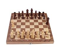 IWENZHKPA Scacchiera Gioco Scacchi in Legno massello con Magnetico equipaggiati 2 Queenes Extra Portatili scritturali Giochi per, i Regali for Adulti e Bambini Set Scacchi Tavola(39cm)