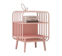 IWENZHKPA Tavolino Salotto Moderno Comodino In Metallo In Ferro Battuto Con 2 Ripiani, Comodini for Divani, Mobili for Camera Da Letto, Comodini, Comodini Tavolino Laterale Divano(A-pink)