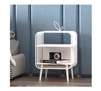 IWENZHKPA Tavolino Salotto Moderno Comodino In Metallo In Ferro Battuto Con 2 Ripiani, Comodini for Divani, Mobili for Camera Da Letto, Comodini, Comodini Tavolino Laterale Divano(B-white)