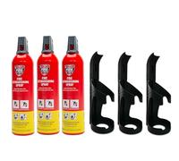 IWH Spray antincendio - STOPFIRE 3 x 750 ml con 3 Supporti a Parete - Estintore Auto Rosso