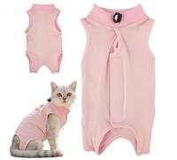 IWIDYA 2 Pezzi Recovery Suit,Body Post Operatorio Gatto,Impedire Leccare Tuta professionale per degenza per gatti idealeper operazioni come castrazioni, cura delle ferite (Rosso pallido, 2XL)