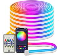 IWIIK Striscia neon LED RGB flessibile 5 m, IP67 impermeabile, luci colorate controllo Bluetooth, cellulare Smart App e telecomando, decorazione per interni ed esterni