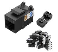 iwillink Jack Keystone da 10 Gbps, jack Keystone RJ45 da 25 e supporto perforato Keystone, inserto jack Ethernet modulare UTP a 90 gradi, adattatore keystone perforato (nero, Cat6A)
