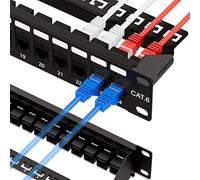 iwillink Pannello patch da 10 Gbps a 24 porte, RJ45 accoppiatore passante Cat6 Patch Panel UTP 19 pollici 1U con barra posteriore, montaggio a parete o montaggio a rack, compatibile con cablaggio
