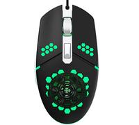 Iwinna 2000DPI Adjustable 6 Buttons Gamer USB Wired Honeycomb Optical Mouse Hollow-Out RGB Gaming Mice with Fan for PC Laptop Computer