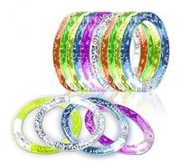 iwobi 12 braccialetti lampeggianti, braccialetti LED riutilizzabili colorati in acrilico, per Halloween, Natale, concerto, matrimoni, feste, decorazione, giocattolo, 6,5 cm, acrilico, 6.5 cm, Acrilico