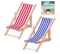 iwobi 2 pezzi 1: 12 Mini Sedia da Spiaggia,Spiaggia in Miniatura Sedie Pieghevoli in Miniatura Mobili Accessori