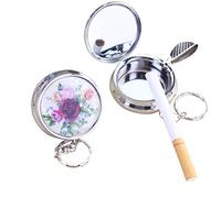 iwobi 2 Pezzi Portacenere Portatile da Tasca,Posacenere da Viaggio in Acciaio Inox/Posacenere Tascabile con Portachiavi