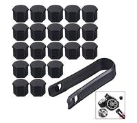 iwobi 20 Pezzi Copribulloni Auto,Tappo a Vite Ruota Universale con Strumento di Rimozione (Nero, 19 mm)
