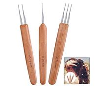 iwobi 3 pezzi Dreadlocks Uncinetti,Aghi per Dreadlocks/Uncinetto per Crochet/Aghi in Bambù per Dreadlock,0,75 mm