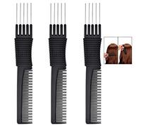 iwobi 3 Pezzi Pettine per Capelli,Pettini Antistatici Set Pettini Professionali,Nero Carbon Pettini