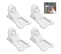iwobi 4 pezzi Chiusure di Sicurezza per Bambini,Blocca Finestre con Cuscinetto Adesivo/Chiusure di Sicurezza Armadio per Armadietto, Cassetto,(Bianco)