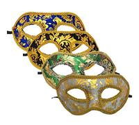 iwobi 4 Pezzi Masquerade Mask,Maschera Misteriosa Unisex per Costume Halloween,Accessorio del Costume di Carnevale