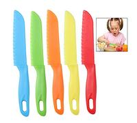 iwobi 5 pezzi Coltello da Frutta in Plastica,Set di Coltelli da Cucina per Bambini Coltelli di Sicurezza,Colorati