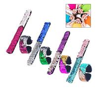 iwobi 8 Pezzi Braccialetti Paillettes,Braccialetti Sirena/Slap Bracciali Halloween Natale Festa Compleanno Decorativi (Colori Casuali)