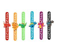 iwobi Braccialetti per Bambini,6 pezzi Dinosauro Braccialetti Slap Anello di Dinosauro Braccialetti di Schiaffo Giocattoli del Dinosauro