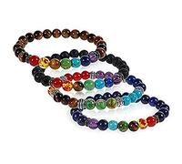 iwobi Braccialetto Chakra con pietre vere, 4 braccialetti con pietra naturale chakra, pietra naturale 7 chakra, One Size, nichel pietra, One Size, Nichel Pietra