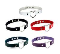 iwobi Choker Girocollo in Pelle,5 Pezzi Collana Collare Donna/Collana Girocollo Cuore Punk Rock,5 Colori