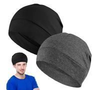 iwontalersy 2 Pezzi Berretto Uomo Donna,Traspiranti Cotone Skull cap,Nero Beanie Berretto da Corsa,Adatto per Corsa,Sci,Ciclismo,attività All'aperto