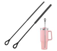 iwontalersy 2 Pezzi Spazzola Cannucce Silicone,6mm & 9mm Extra Lunga Spazzola per Cannucce in Silicone,Impugnatura Antiscivolo Morbida e Pieghevole-Nero