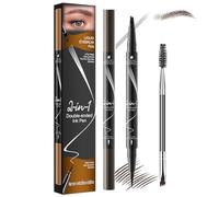 iwontalersy Confezione da Penna Eyeliner E Sopracciglia 2 In 1,2 Liquid Eyebrow Fork Tip Pen,Impermeabile,Crea Una Forma Delle Sopracciglia Naturale E Duratura(Marrone scuro)