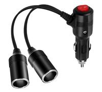 iwontalersy Presa Accendisigari,Adattatore per Accendisigari con Doppio Interruttore Indipendente,1 a 2 Prolunga Accendisigari,per Auto,Barca,Moto