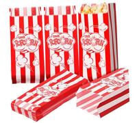 IWOWHERO 100 Sacchetti di Carta per Pop Corn Design a Righe e Lettere, di Olio, Confezione per Caramelle e Patatine, per Feste e Cinema a Casa