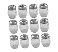 IWOWHERO 12 pezzi Barattoli Porta Spezie in Vetro Trasparente Contenitori Condimenti con Spargisale e Multi Bottiglie Saliera Compatte per Cucina per Spezie e Pepe