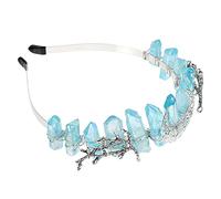 IWOWHERO 1pezzi Natural Crystal Rainbow Moon Branch Headband for Girls and Women Stunning Headdress for Parties Photography and Festivals