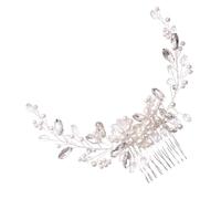 IWOWHERO 1pezzi Pettine Da Sposa Lega Con Perle Accessorio Elegante Per Matrimonio Festa e Occasioni Speciali Design Chic e Raffinato Per Donne Di Tutte Le Età
