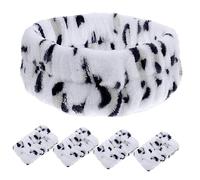 IWOWHERO 1set Fasce Per Lavaggio Viso e Polsini Donna Fascia Per Spa e Make-up Stile Leopardo Morbida e Confortevole Per Pulizia Viso e Bagno